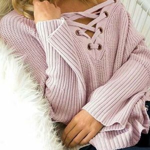 Pink Laced Sweater (Light Pink)